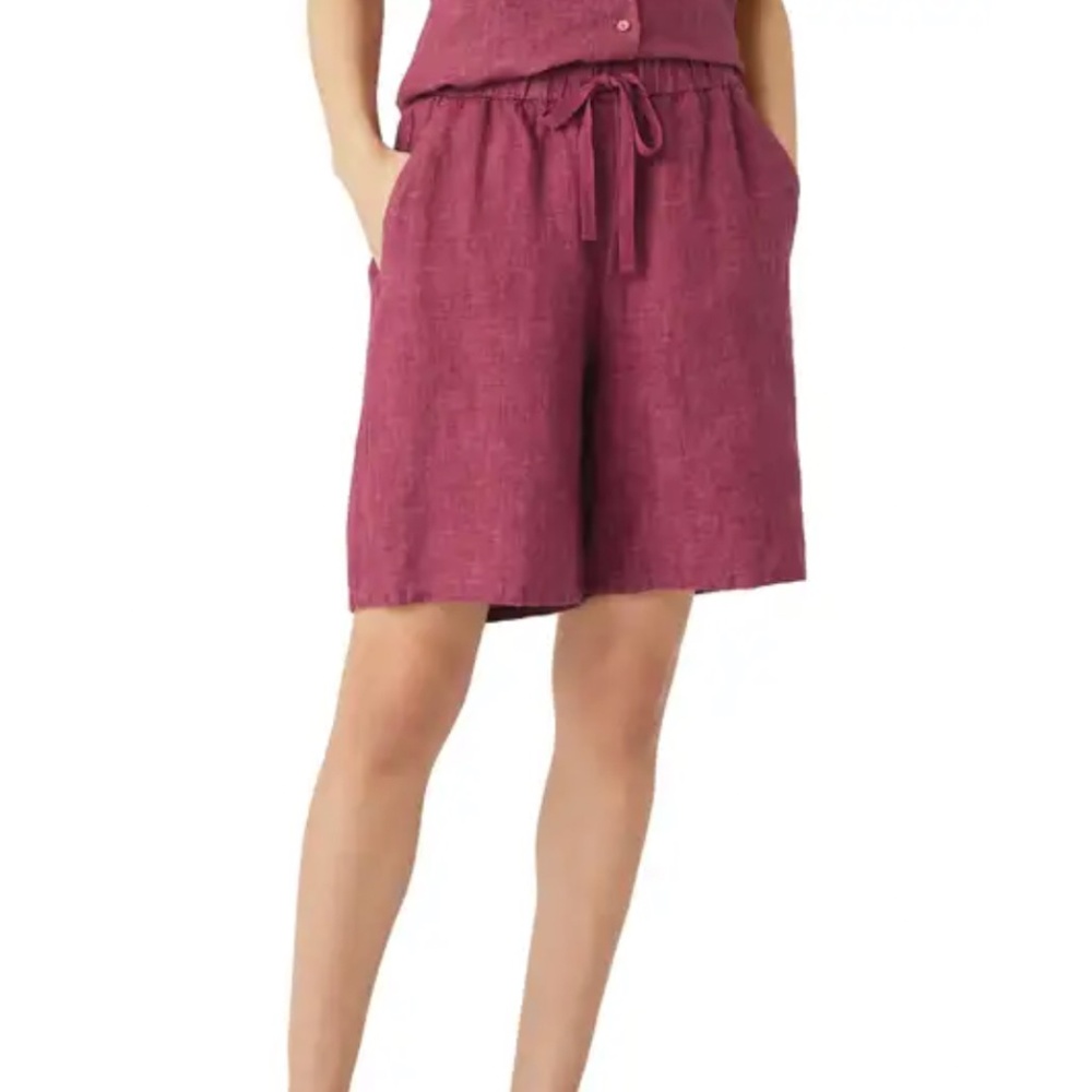 Eileen Fisher Organic Linen Shorts Womens XXS Linen New Berry Red NWT